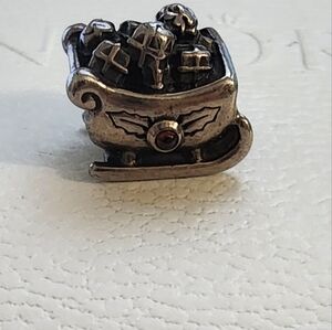 Pandora RETIRED Garnet Sleigh Charm  Christmas Santa